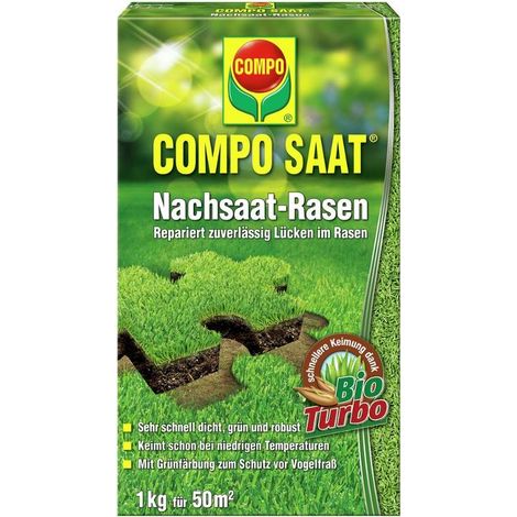 Compo – Gazon de regarnissage – Mélange de semences RSM à germination rapide, pour env. 50 m², 1 kg
