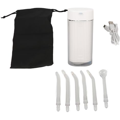 Brosse dentaire hydrique sans fil rechargeable blanche - Nettoyeur dentaire résine doux étanche pour irrigation buccale (1/5)