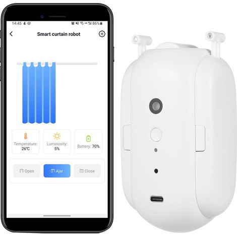 Automatischer BT-Vorhangöffner, kabelloser Roboter-Vorhangschließer, intelligenter Vorhangmotor mit Timer, Sprachsteuerung, Smart-Home-Automatisierungsgerät als Ersatz für Gardinenstangen, kompatibel (1/5)