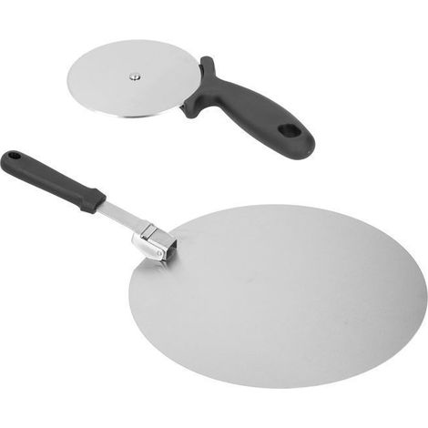 Pelle à pizza - JZSH - Pliable - Acier inoxydable 430 - Manche de 19 cm - Roue de 20,5 x 10 cm (1/5)