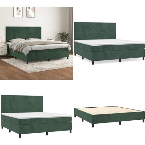 Sommier à lattes de lit et matelas Vert foncé 180x200cm Velours - Lit Tapissier - Lit Velours - Lit Double - Literie - Chambre À Coucher - Home & Living (1/5)