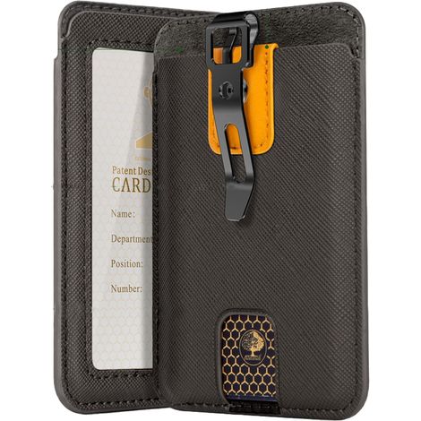 Porte-cartes - Porte-badge En Cuir Pu Avec Clip Métallique - Pour Bureau Extérieur Professionnel - 1 Pièce (1/5)