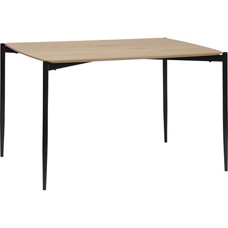 Table de dîner, table à manger haute effet bois avec pieds en métal noir - Longueur 120 x Profondeur 80 x Hauteur 75 cm -PEGANE- (1/3)