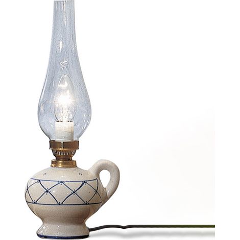 Lumetto Classico Pompei Ceramica E Ottone Satinato Decorato 1 Luce E14 (1/5)