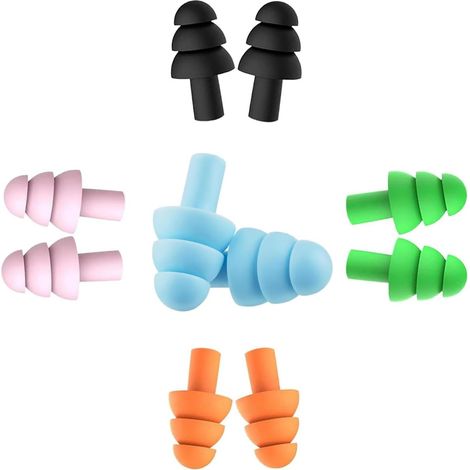 Bouchons d'oreilles - Bouchons d'oreilles en silicone souple pour dormir, bouchons d'oreilles antibruit essentiels pour dormir et voyager (5 paires) (1/5)