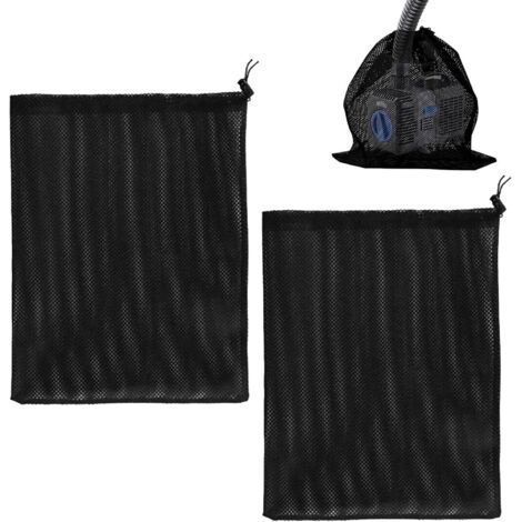 Paquete de 2 bolsas de malla para filtro de bomba, bolsa de barrera para bomba de estanque con cordón, bolsa de malla para filtro de estanque/piscina, accesorios para filtro de bomba de agua doméstica (1/5)