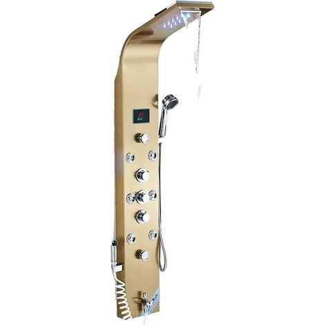Panneau de Douche en Or, Écran Numérique, Lumière LED (1/2)