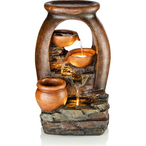 LED-Gartenbrunnen Amphore 50cm hoch Beleuchtung Wasserspiel mit Pflanztopf (1/2)