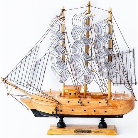 Modèle de bateau décoratif, miniature en bois, modèles de véhicules aquatiques pour bureau de bureau, salon, chambre (1/5)