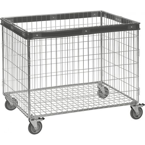 Kongamek Gitterwagen, offen 830x630x735mm mit Stoßschutz Gummi Ø100mm mit Bremse
