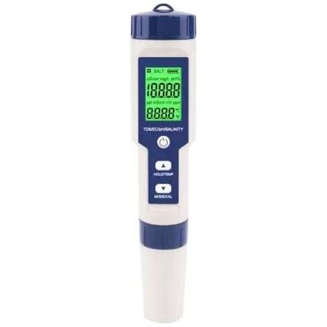 Salzgehaltsmessgerät für Schwimmbäder, 5-in-1 digitales Meerwasser-Salzgehaltsmessgerät, wasserdichtes Testset (IP67)
