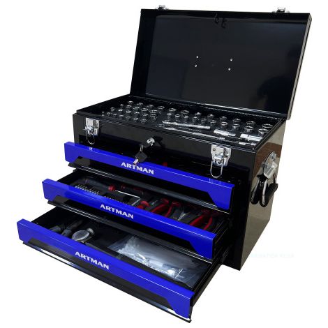 20 "Tragbare Drei-schicht-tonkasten, Vierstöckige Werkzeuge, Metallriegel, Oberste laderaum und Anderes Zubehör. Sie Eignen Sich Für Garagen, Wohnung - Oder Arbeitstisch,-Schwarz & Blau (BLACK&Blue) (1/5)