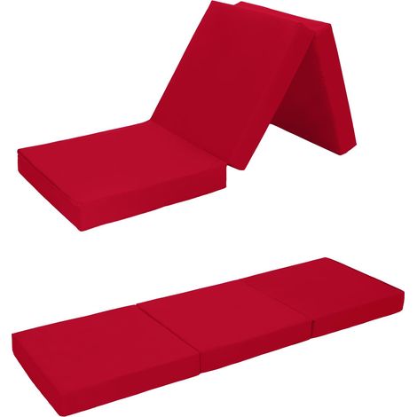 Ready Steady Bed Materasso singolo pieghevole per soggiorno - Materasso ospiti Futon sfoderabile - Materasso da campeggio per esterno resistente all'acqua - Rosso (1/5)