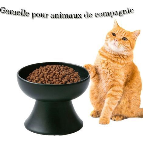Bol en céramique pour animaux de compagnie bol pour chat à pieds hauts protège la colonne cervicale ustensiles de nourriture pour chat en céramique noir (1/5)