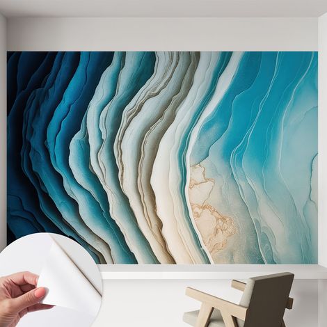 Papier peint autocollant adhésif décoratif avec motifs pour salon et chambre a motif Vagues d'harmonie 152x104 cm (1/5)