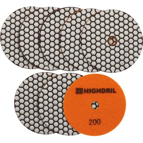 lot de 8 disque de polissage, diamant sec 200, granit pierre béton marbre, meuleuse 125 mm (1/5)