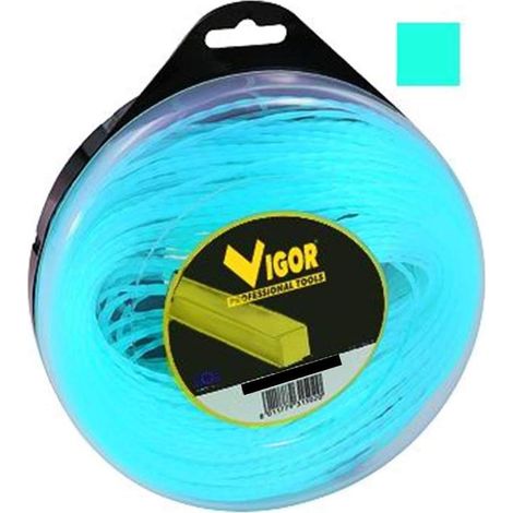 FILO DECESPUGLIATORE TAGLIAERBA VIGOR QUADRO NYLON ALLUMINIO BLU MT.50 MM 3 (1/4)