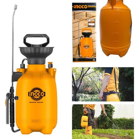 Pompa Irroratrice Manuale Nebulizzatore a Pressione INGCO da 5 Litri con Guanti (1/6)