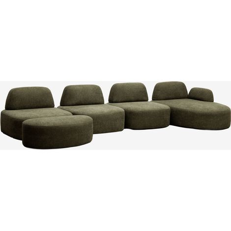 Sofá modular chaise longue derecho de 4 piezas y puff tapizado Giorgia SKLUM        (1/5)