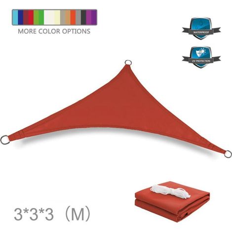 Voile d'ombrage triangulaire 3x3m – Tissu Oxford 300D haute densité – Bloque 90% UV – Résistant aux intempéries – Installation facile - 3x3x3m-Garden-Crezuo (1/4)