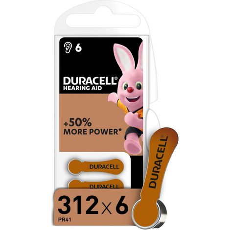 Pile Duracell EasyTab 312 zinc air 1,45 V 6 pièces (1/2)