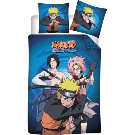 Parure de lit réversible Naruto - Naruto avec Sasuke et Sakura - 140 cm x 200 cm (1/2)