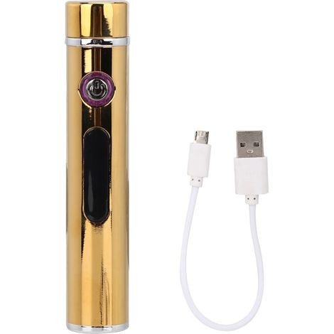 Mini briquet électrique à arc LED sans flamme USB rechargeable avec affichage de batterie - Or glacé