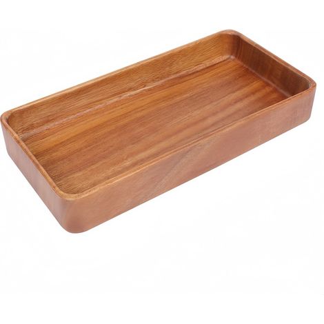 Plateau rectangulaire en bois d'acacia 30 x 15 x 4,5 cm pour maison table basse goûter et présentation de fruits marron (1/5)