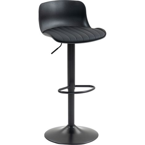 Tabourets de bar réglables pivotants 2 pièces, dossier en plastique et assise en similicuir, vérin à gaz hauteur ajustable, piètement métal avec repose-pieds, pour comptoir de cuisine ou bar (1/5)