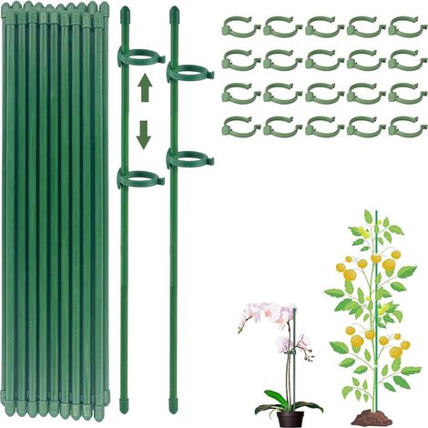 Tuteurs pour Plantes,20 Pièces Tuteur Plante Interieur, 20 Tiges de Plantes Clips, 40 Capuchons de Protection, Attache Plante, Tuteur Orchidee, Fixation de Croissance des Plantes(80PCS) (1/5)