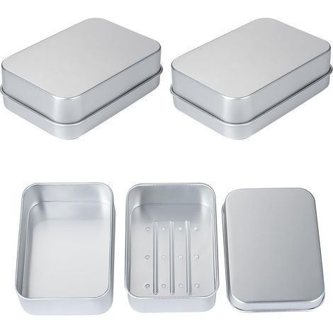 3er-Pack Seifenschalen aus Aluminium, Seifenschale aus Aluminium mit Abtropfschale, Reiseseifenschale zur Aufbewahrung von Seife zu Hause und unterwegs, wasserdicht und hitzebeständig (1/5)