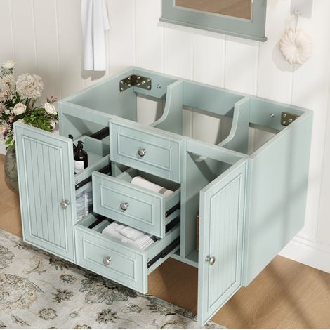 Mobile bagno sospeso con 3 cassetti, MDF e metallo, verde, 78,5 x 46 x 46,8 cm DESVIAE (1/5)
