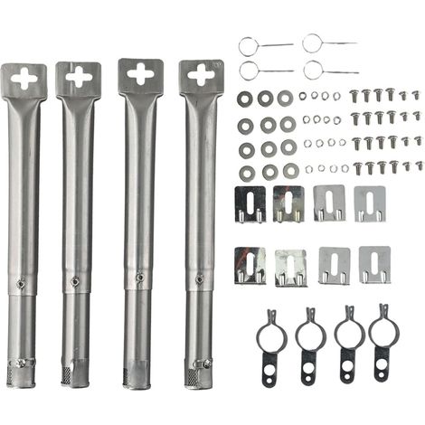 Lot de 4 brûleurs en acier inoxydable pour barbecue - Réglable - 30-45 cm - Facile à installer - Pièces de rechange pour barbecues à gaz