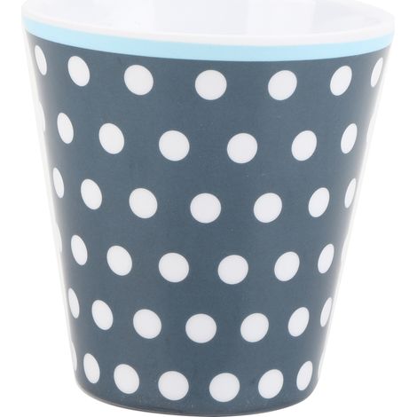 Tasse imitation porcelaine 260ml bleu foncé à pois pour café, lait, boisson, utilisation restaurant, école (1/5)