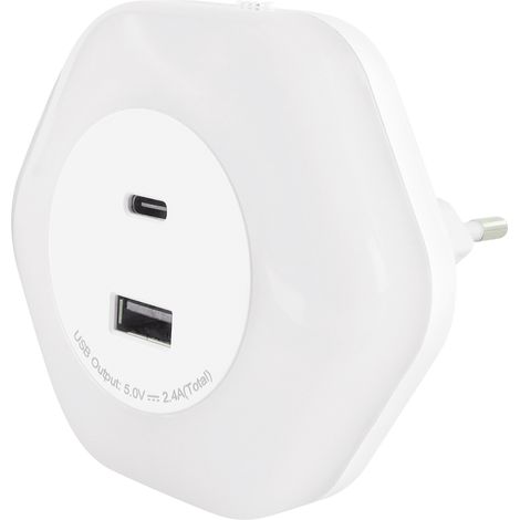 Lampada a spina per presa 230V OZIL LED 0,3W USB A+C NW 04535 (1/3)