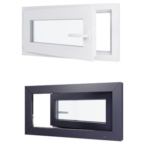 Finestra in PVC - Triplo vetro - Bicolore - Bianco e grigio - 800 mmx400 mm cm