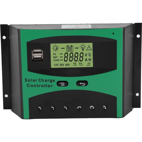 60A 12/24V Solar-Laderegler mit zwei USB-Anschlüssen, guter Wärmeableitung und intelligentem Regler für Solarmodule (1/5)