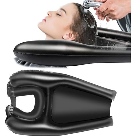 Bac À Shampooing Gonflable - 1 Unité - PVC Noir - Lavage De Cheveux Au Lit - Pour Personnes Âgées Et Handicapées