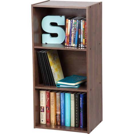 Meuble de Rangement en Bois, bibliothèque 40cm de Largeur, 3 Niveaux, Étagère, Meuble, Modulaire, Marron, Salon, Bureau, Chambre, Livres, Décoration, Assemblage Facile, CX-3 (1/5)