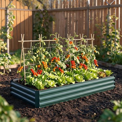 Bac de jardin surélevé en acier rectangulaire vert sauge (1/5)