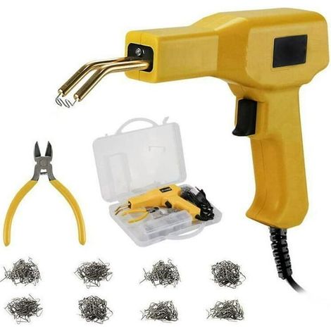 Soudeuse plastique, agrafeuse thermique pour réparation plastique avec 400 agrafes, pistolet à agrafes pour pare-chocs et carrosserie (1/4)