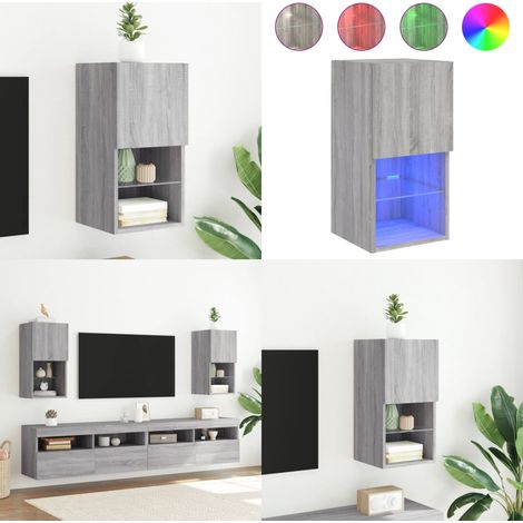 TV-Schrank mit LED-Leuchten Grau Sonoma 30,5x30x60 cm - TV Schrank - Holzwerkstoff Möbel - Regal - Wohnraum Dekoration - LED Beleuchtung - Home & Living (1/5)