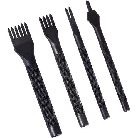SHINING HOUSE Juego de 4 herramientas para manualidades con garra de cuero, perforadoras con puntas, cinceles de costura con diamantes para manualidades de bricolaje, costura de cuero (5 mm) (1/5)