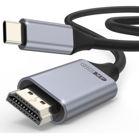 Cable HDMI USB C 2M, Adaptateur Type C vers HDMI Cordon 4K(Compatible Thunderbolt 3/4) pour iPhone 15/16 Pro, pour MacBook/iPad Pro/Air, Samsung Galaxy S25 S24 S23 S22 au S8/Surface/XPS etc (2m) (1/5)