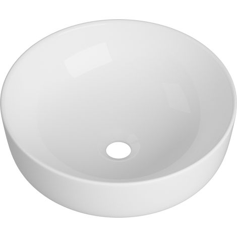 Lavabo Vasque Rond Salle de Bain à Poser en Céramique Blanc Granitan TEO (1/5)