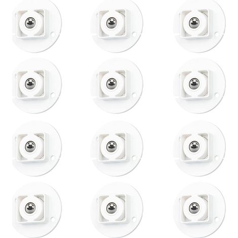 12 Pcs roulettes de Transfert Auto-Adhésives, roulettes à Billes de Transfert roulettes Plastique Solide Roulette de Rotation à 360 Degrés pour Support de Rangement Inférieur, Poubelle