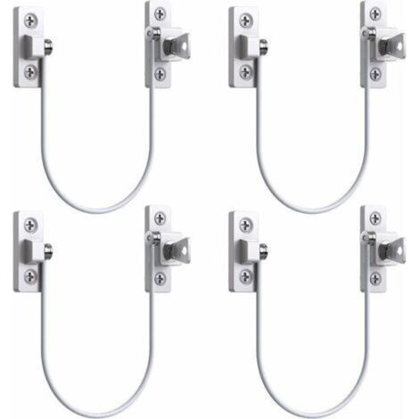 4pcs Entrebâilleur Fenêtre Porte Restricteur de Porte de Fenêtre Verrou Fenetre UPVC Verrouillage de Limite Verrou de Sécurité Câble Serrure de Limite Avec Clé et Vis--TRIMEC