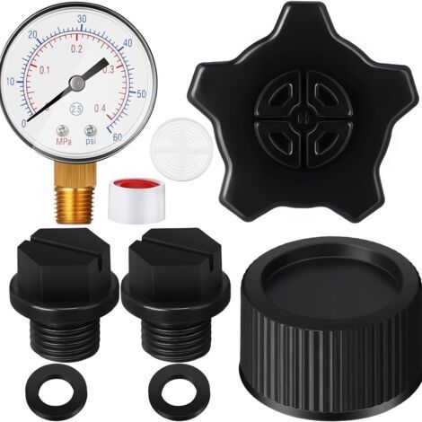 Manomètre ECX270861 avec Bouchon de Vidange SX180LA et Joint SX180HG – pour Couvercle de Pompe SPX1700FG (1/5)