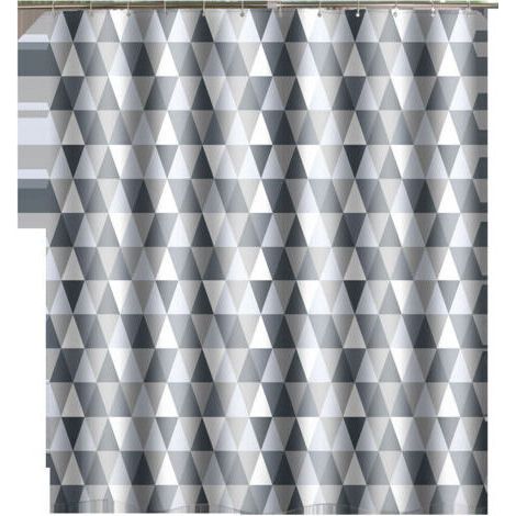 Rideau Douche, Rideau de Douche 180x180 cm, Rideaux de Douche Polyester Lavable en Machine avec Ourlet Inférieur Lesté et 12 Crochets, Rideau Baignoire pour Salle de Bains, Motif Triangle