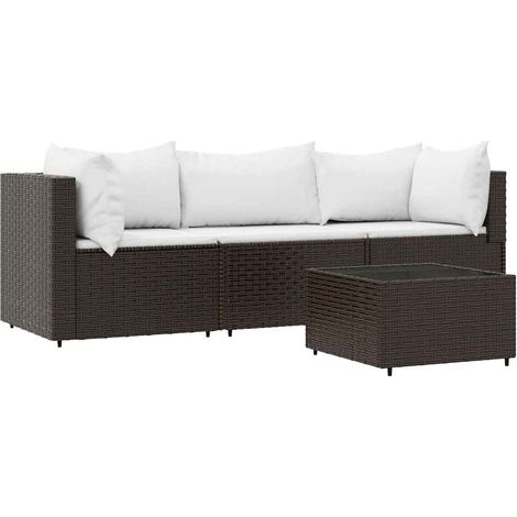 Maison Exclusive - Set Mobili da Giardino 4 pz con Cuscini in Polyrattan Marrone